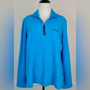 Jack Wolfskin Pullover Sweatshirt Jacket Fleece Quarter Zip Blue Outdoor Hiking